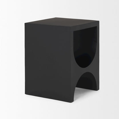Matte Black Square Metal Side Table