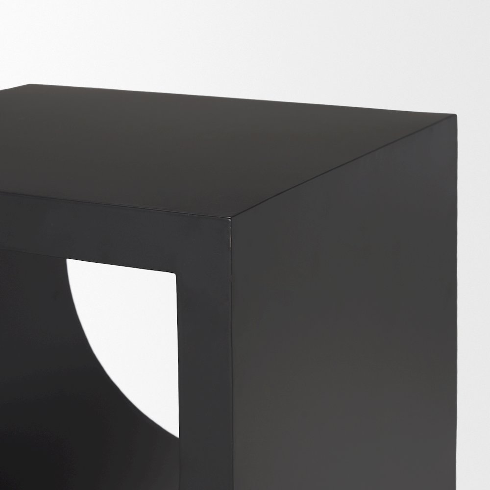 Matte Black Square Metal Side Table
