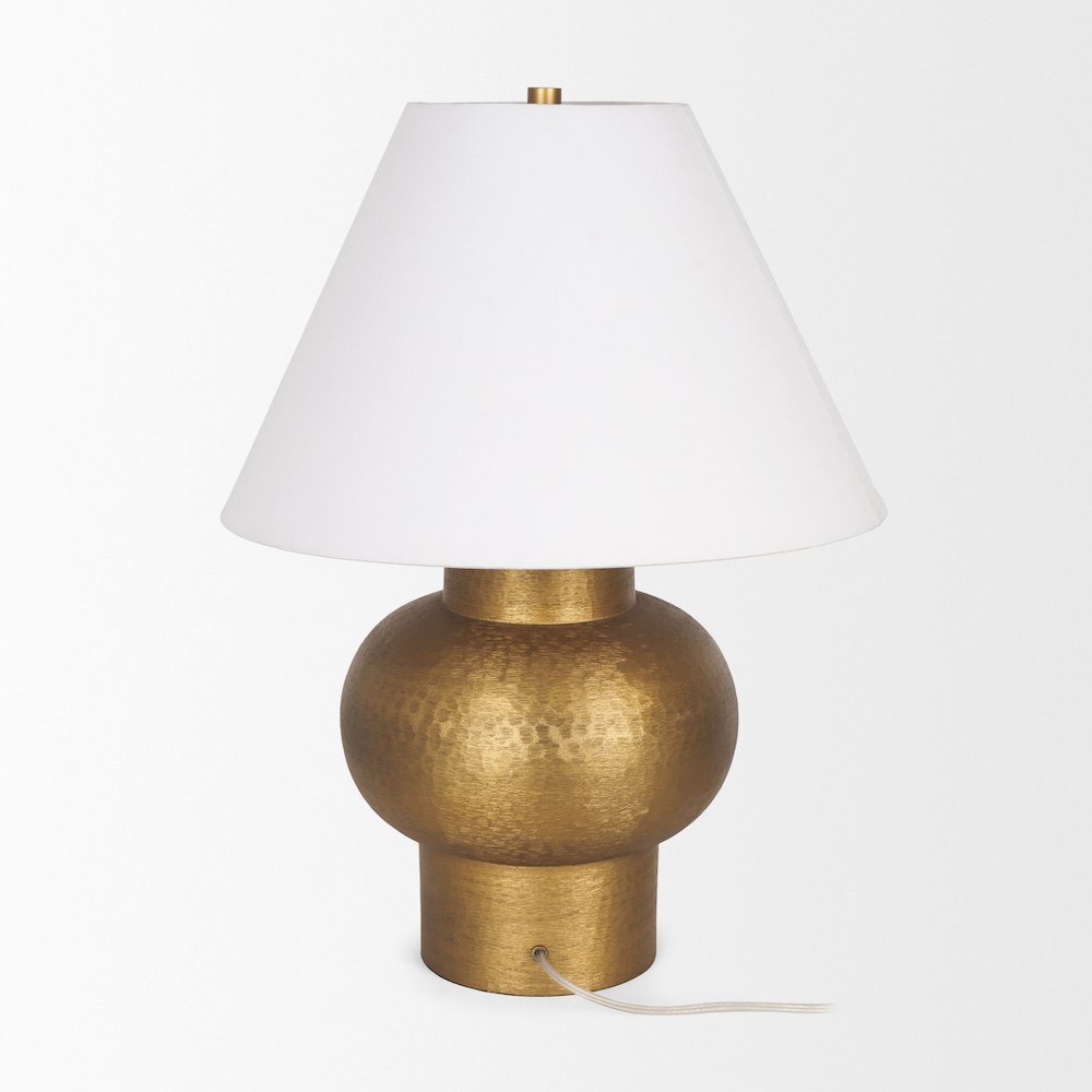 Salaah Antique Gold Brushed Metal Cream Shade Table Lamp