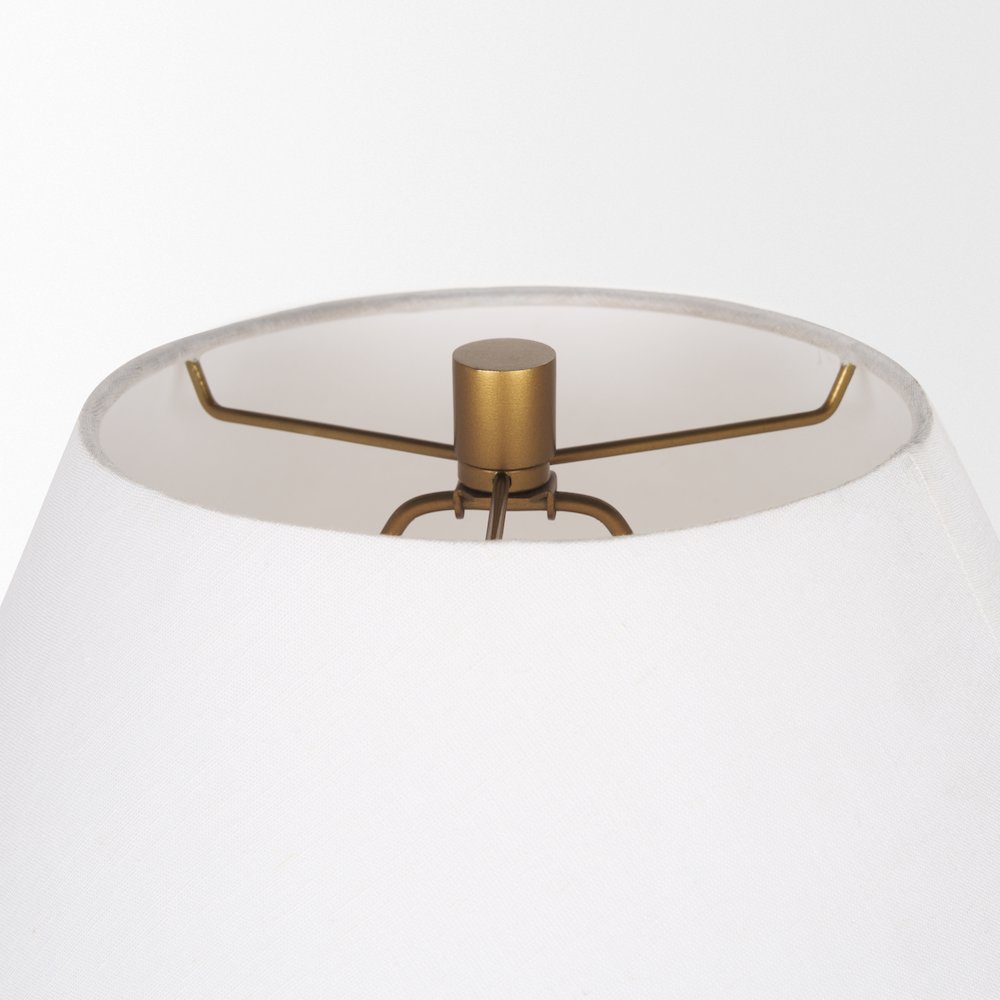 Salaah Antique Gold Brushed Metal Cream Shade Table Lamp