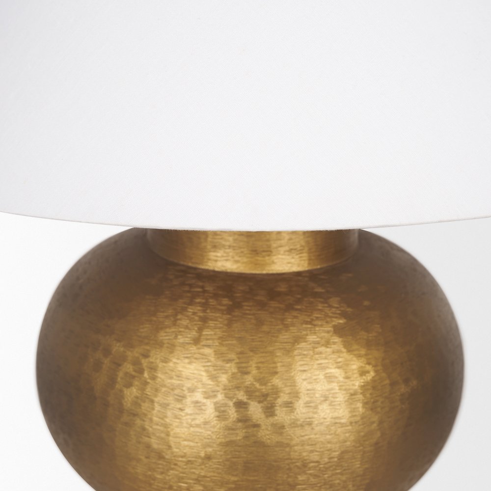 Salaah Antique Gold Brushed Metal Cream Shade Table Lamp