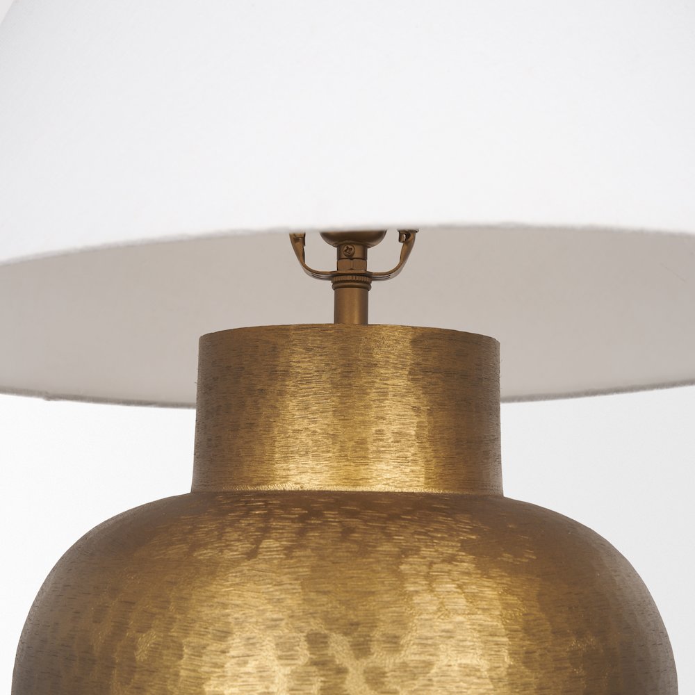 Salaah Antique Gold Brushed Metal Cream Shade Table Lamp