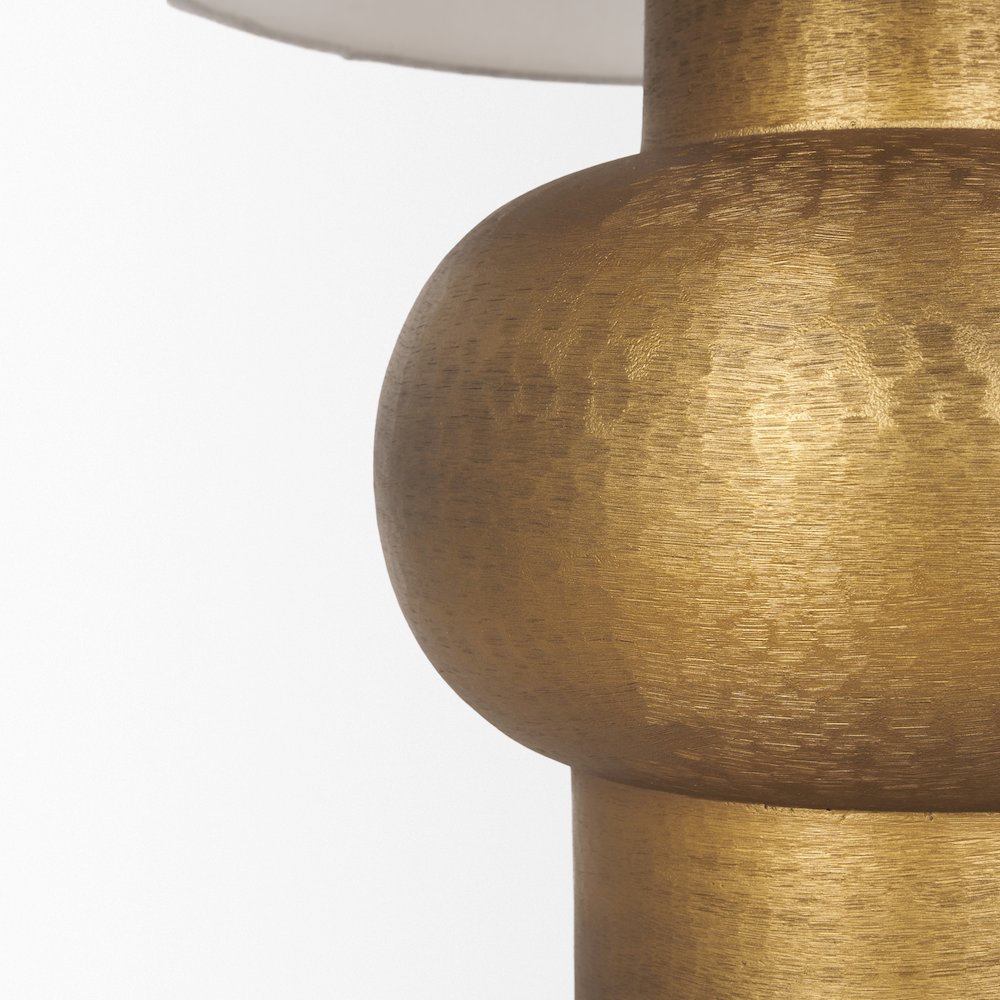 Salaah Antique Gold Brushed Metal Cream Shade Table Lamp