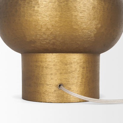 Salaah Antique Gold Brushed Metal Cream Shade Table Lamp