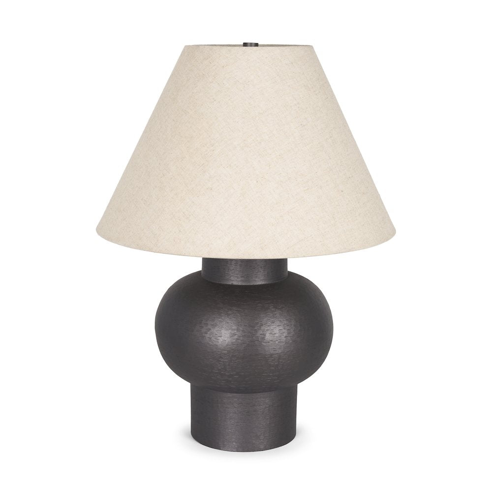 Salaah Black Brushed Metal Beige Shade Table Lamp