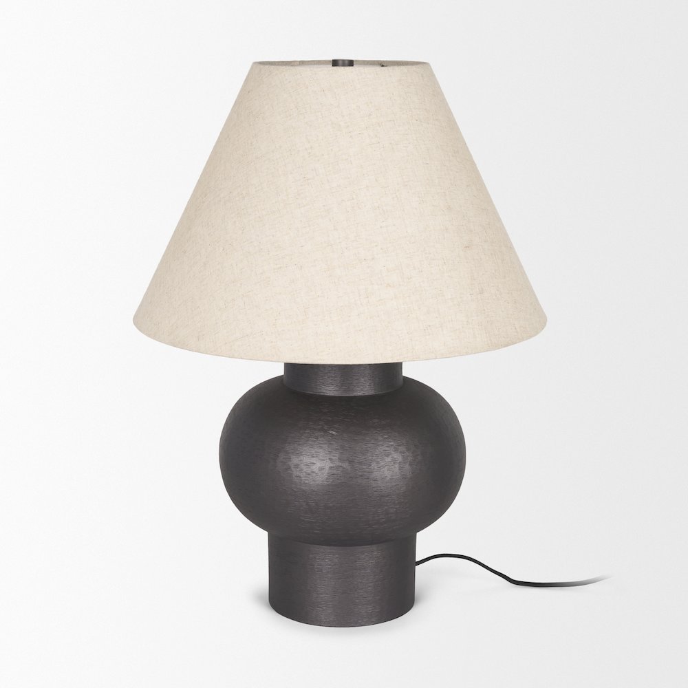 Salaah Black Brushed Metal Beige Shade Table Lamp