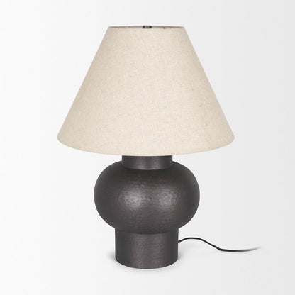 Salaah Black Brushed Metal Beige Shade Table Lamp