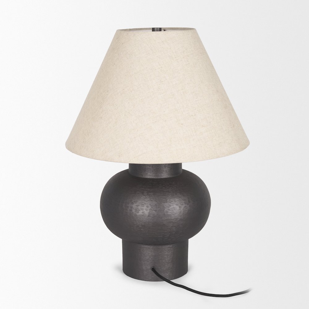 Salaah Black Brushed Metal Beige Shade Table Lamp