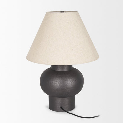 Salaah Black Brushed Metal Beige Shade Table Lamp