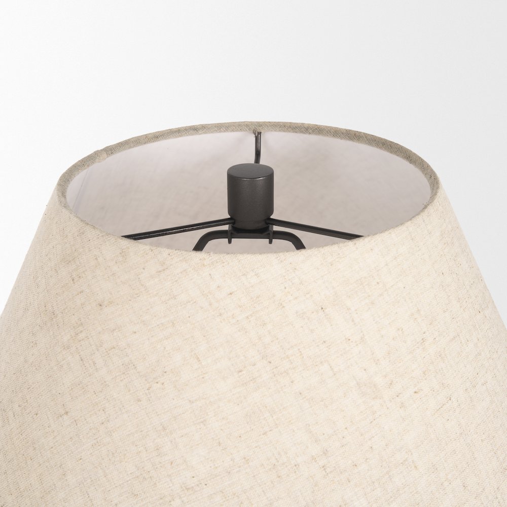 Salaah Black Brushed Metal Beige Shade Table Lamp