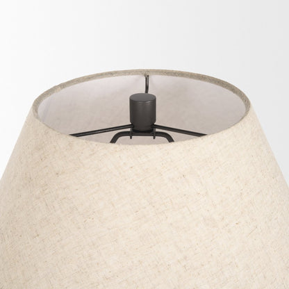 Salaah Black Brushed Metal Beige Shade Table Lamp