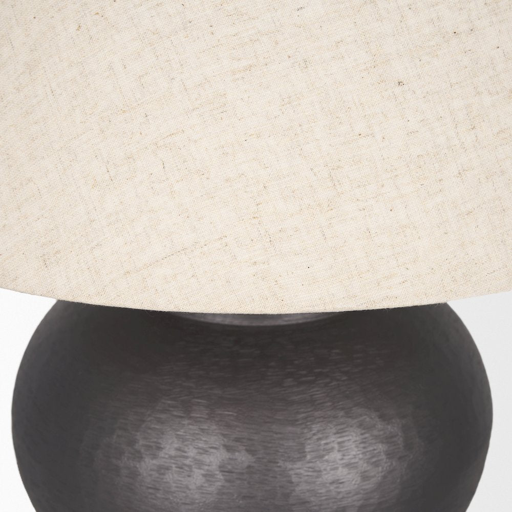 Salaah Black Brushed Metal Beige Shade Table Lamp