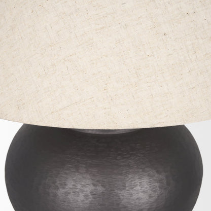 Salaah Black Brushed Metal Beige Shade Table Lamp