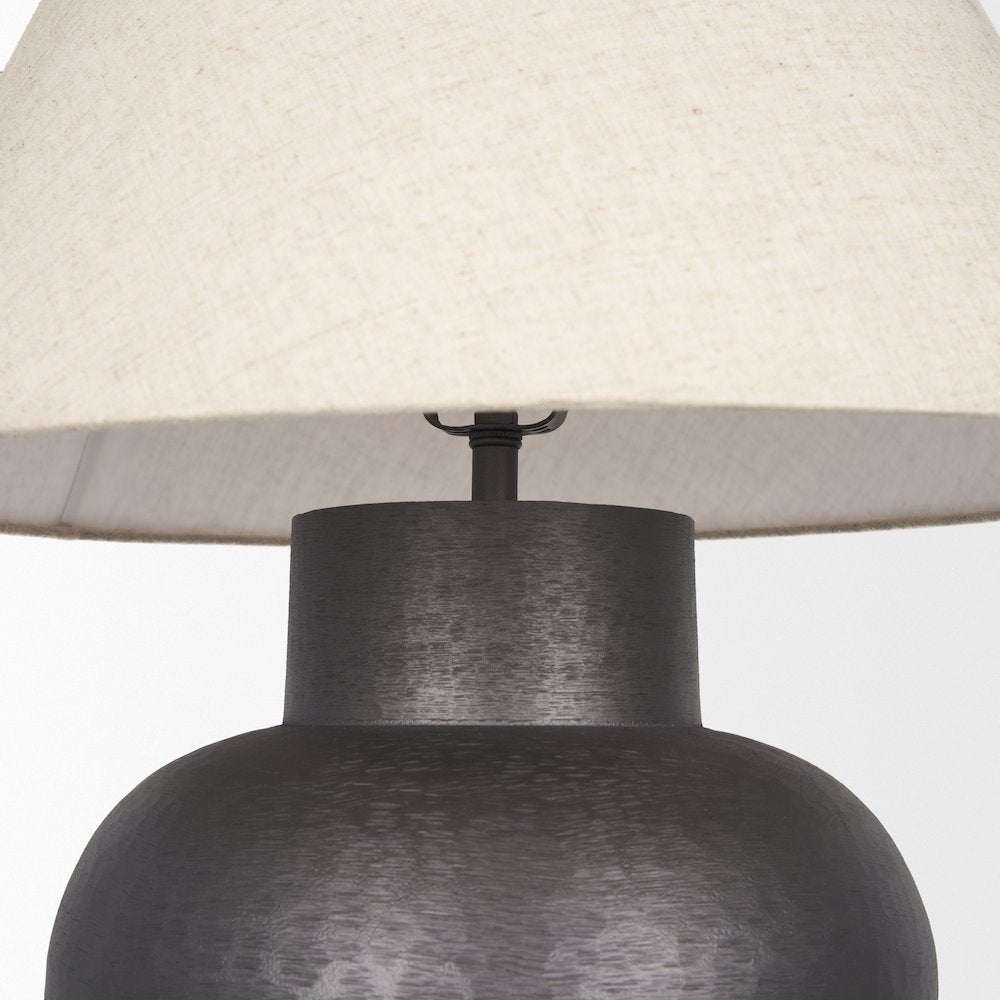 Salaah Black Brushed Metal Beige Shade Table Lamp
