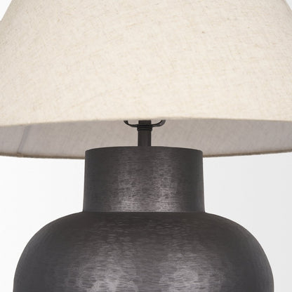 Salaah Black Brushed Metal Beige Shade Table Lamp