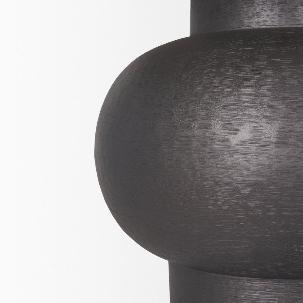Salaah Black Brushed Metal Beige Shade Table Lamp