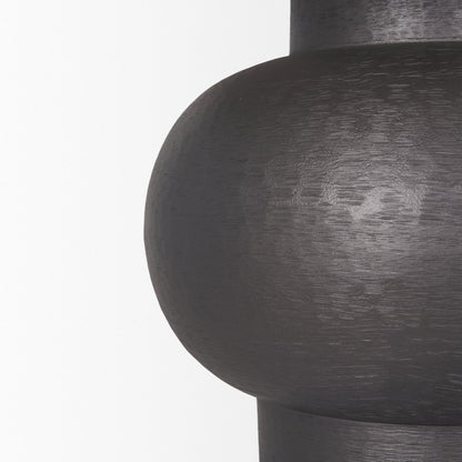 Salaah Black Brushed Metal Beige Shade Table Lamp