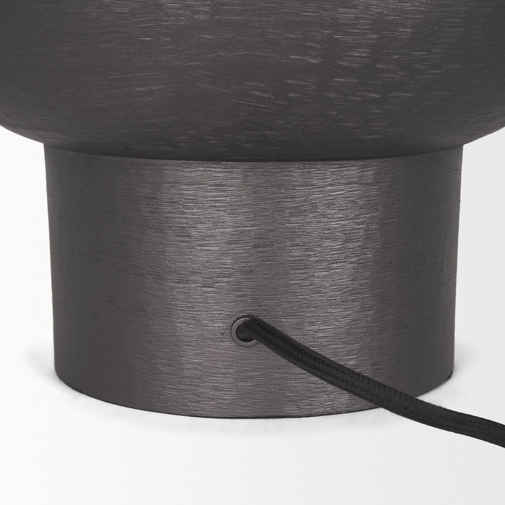 Salaah Black Brushed Metal Beige Shade Table Lamp