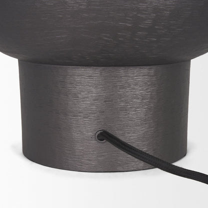 Salaah Black Brushed Metal Beige Shade Table Lamp