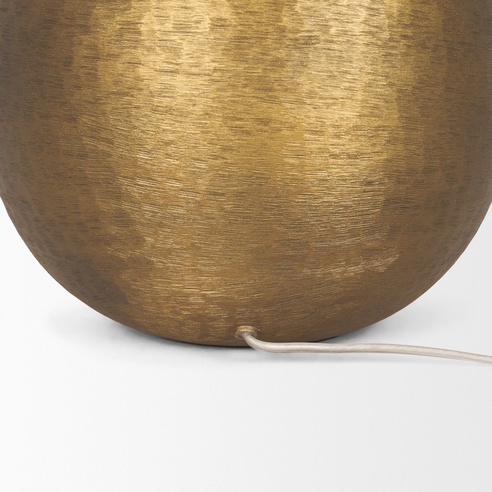 Sadiyah Antiqued Gold Brushed Metal Cream Shade Table Lamp