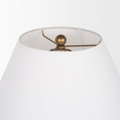 Sadiyah Antiqued Gold Brushed Metal Cream Shade Table Lamp