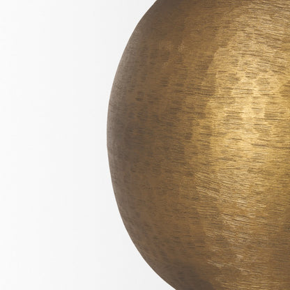 Sadiyah Antiqued Gold Brushed Metal Cream Shade Table Lamp