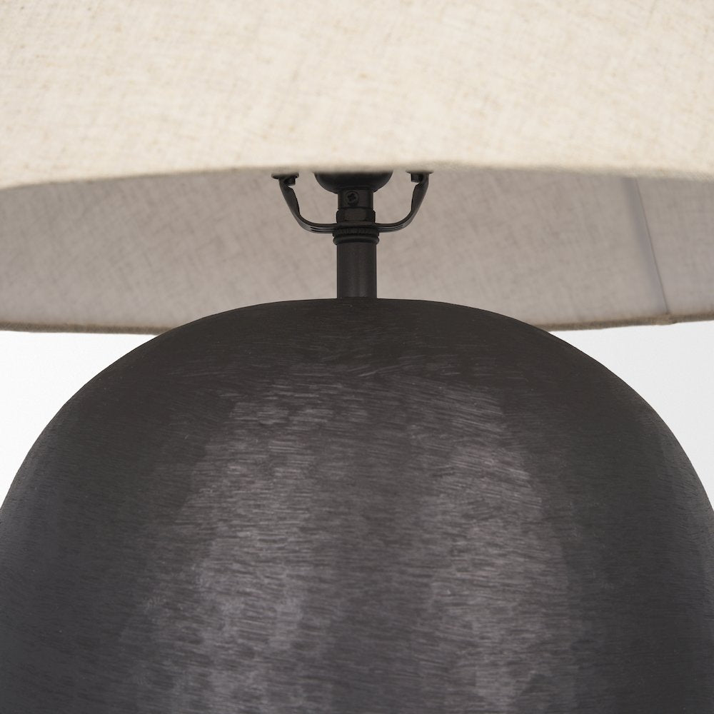 Sadiyah Black Brushed Metal Beige Shade Table Lamp