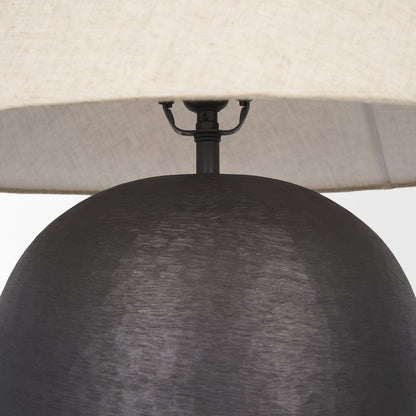 Sadiyah Black Brushed Metal Beige Shade Table Lamp