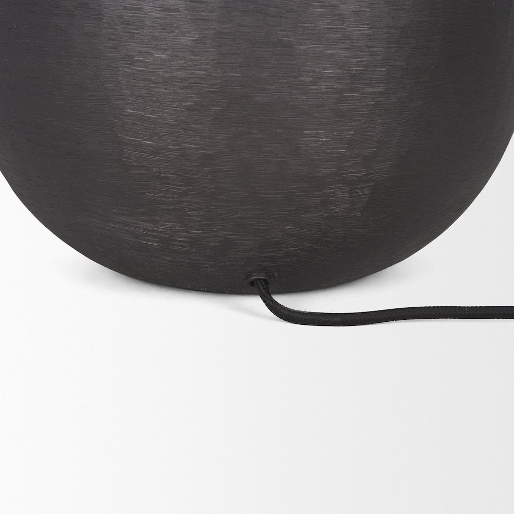 Sadiyah Black Brushed Metal Beige Shade Table Lamp