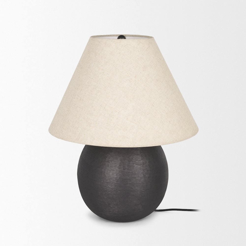 Sadiyah Black Brushed Metal Beige Shade Table Lamp