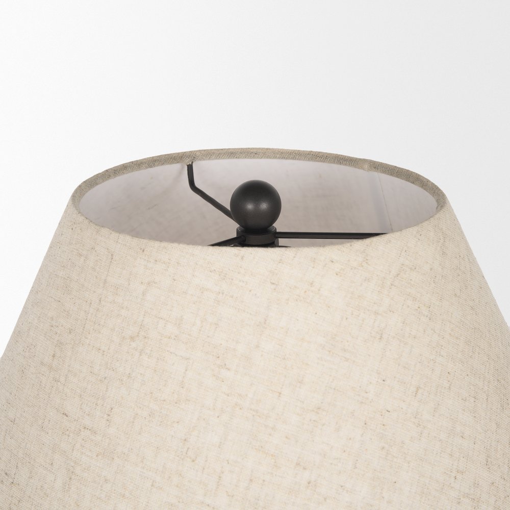 Sadiyah Black Brushed Metal Beige Shade Table Lamp