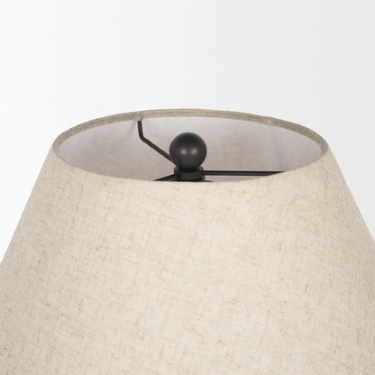 Sadiyah Black Brushed Metal Beige Shade Table Lamp