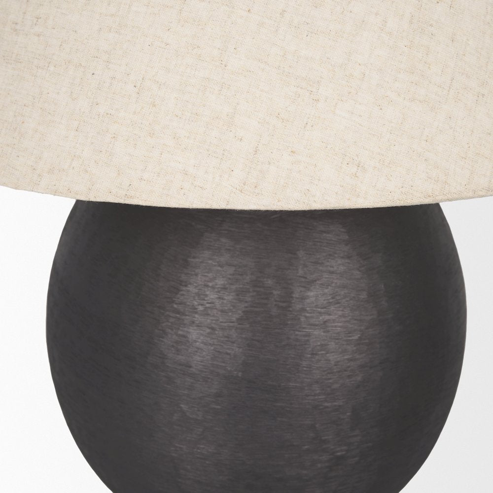 Sadiyah Black Brushed Metal Beige Shade Table Lamp