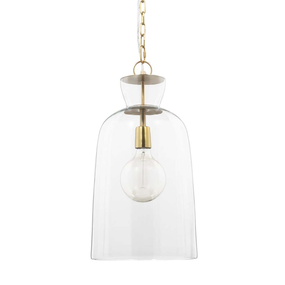 Sadah Tall Clear Blown Glass Gold Metal Pendant Light