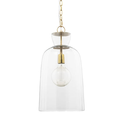 Sadah Tall Clear Blown Glass Gold Metal Pendant Light