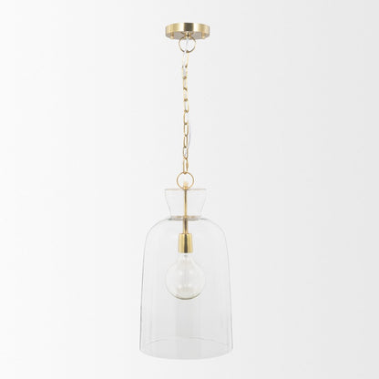Sadah Tall Clear Blown Glass Gold Metal Pendant Light