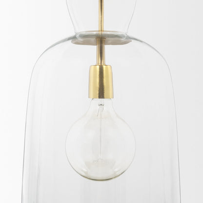 Sadah Tall Clear Blown Glass Gold Metal Pendant Light