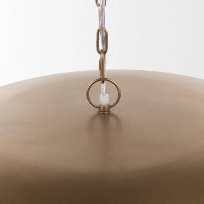 Sanne Antiqued Gold Metal Silver Foil Wide Pendant Light