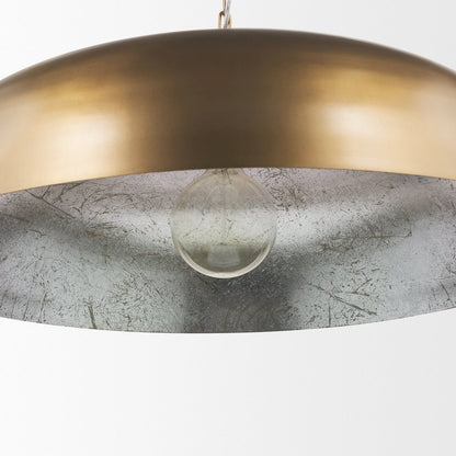 Sanne Antiqued Gold Metal Silver Foil Wide Pendant Light