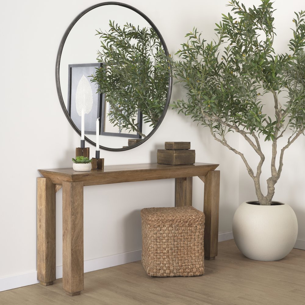 Brown Wood Tapered Top Console Table