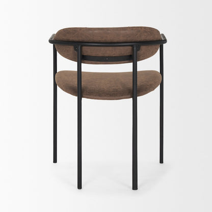 Muted Brown Faux Leather Black Metal Dining Chair