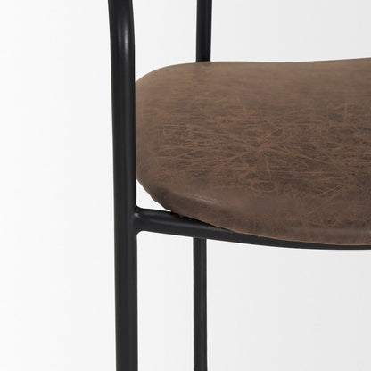 Muted Brown Faux Leather Black Metal Dining Chair
