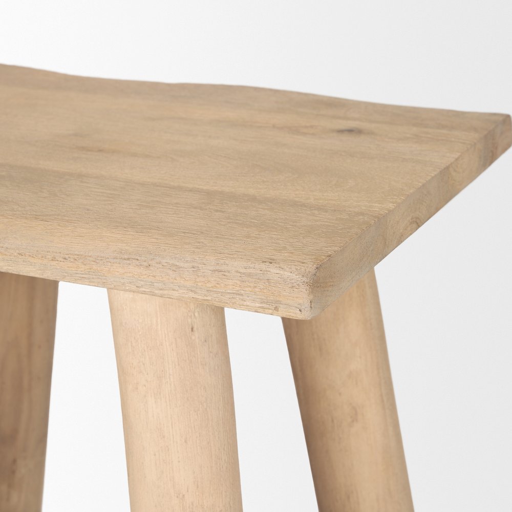 Sekou Light Brown Short Wooden Craftsman Stool