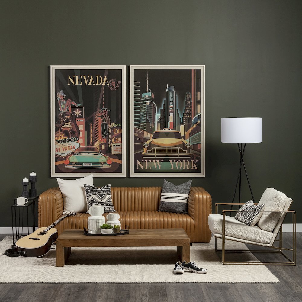 Ricciardo Cognac Leather Three Seater Sofa 82.5L x 38.5W x 26.5H