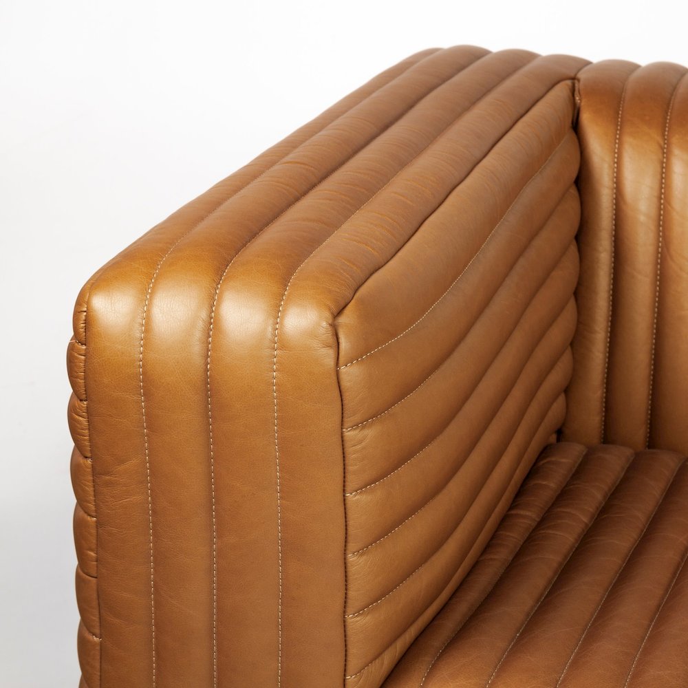 Ricciardo Cognac Leather Three Seater Sofa 82.5L x 38.5W x 26.5H