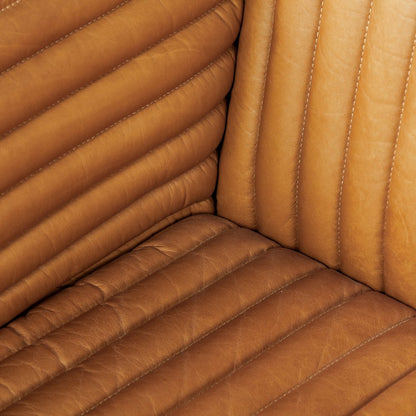Ricciardo Cognac Leather Three Seater Sofa 82.5L x 38.5W x 26.5H