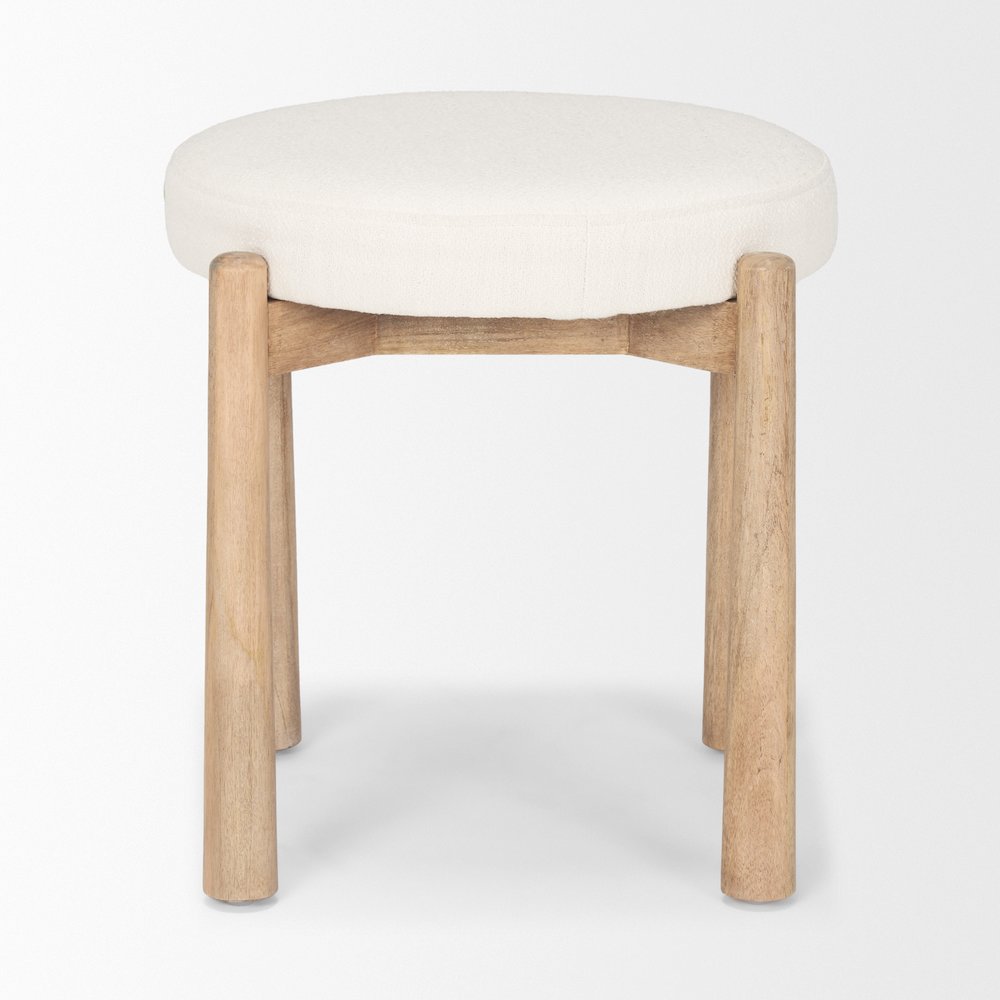 Shaiden Brown Wood Cream Fabric Stool