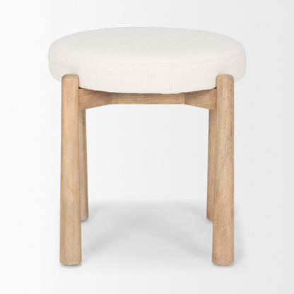 Shaiden Brown Wood Cream Fabric Stool