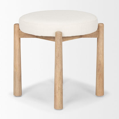Shaiden Brown Wood Cream Fabric Stool