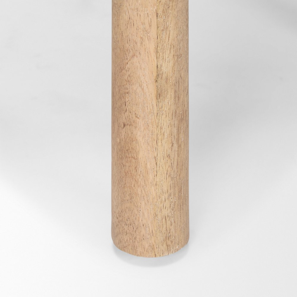 Shaiden Brown Wood Cream Fabric Stool